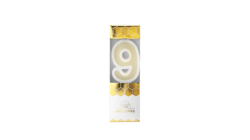 Wondercandle® Bienenwachskerze Nummer 9 weiß