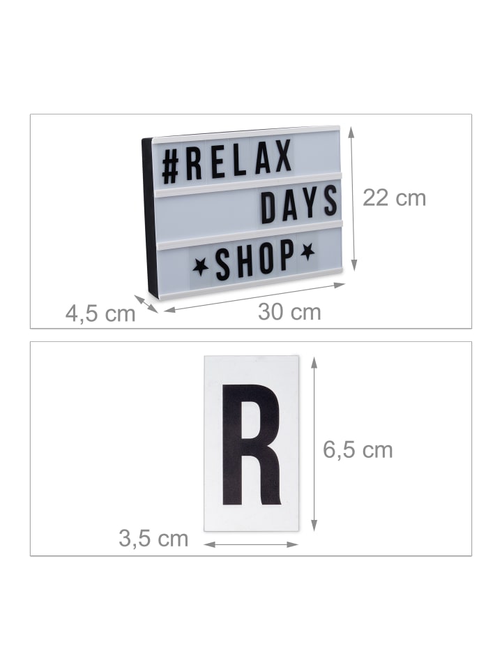 relaxdays Lightbox in Weiß/ Schwarz - (B)30 x (H)22 x (T)4,5 cm günstig kaufen onesize