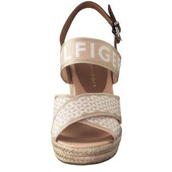 Tommy Hilfiger Webbing High Wedge Sandal in beige