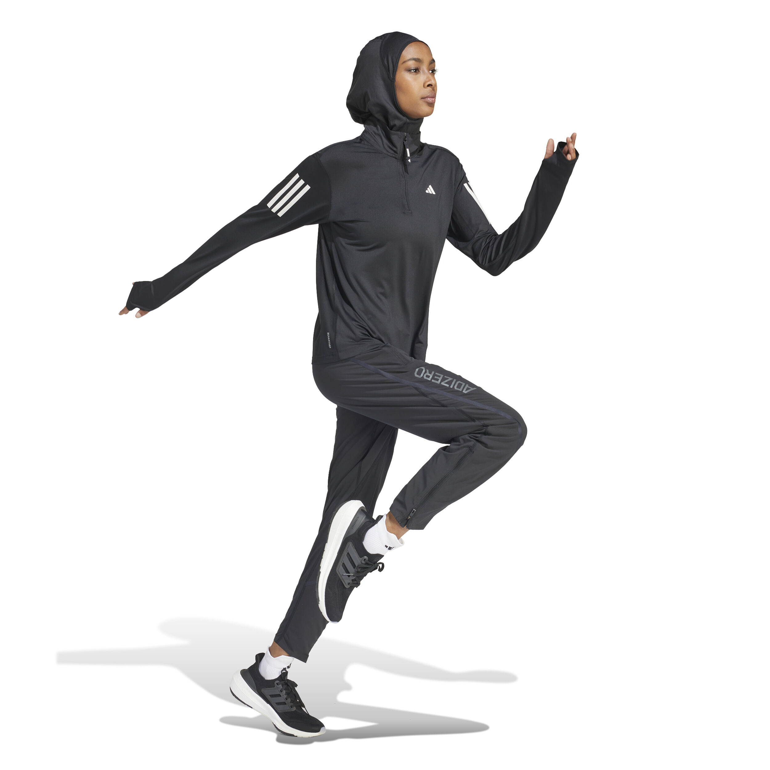 Own The Run B Half-Zip Longsleeve Laufshirt Damen - Schwarz