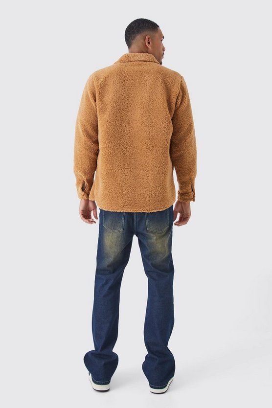 Tall Borg Utility-Overshirt mit Tasche