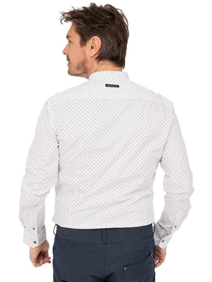 OS-Trachten Stehkragenhemd 420000-4301 in weiß-jeans günstig kaufen
