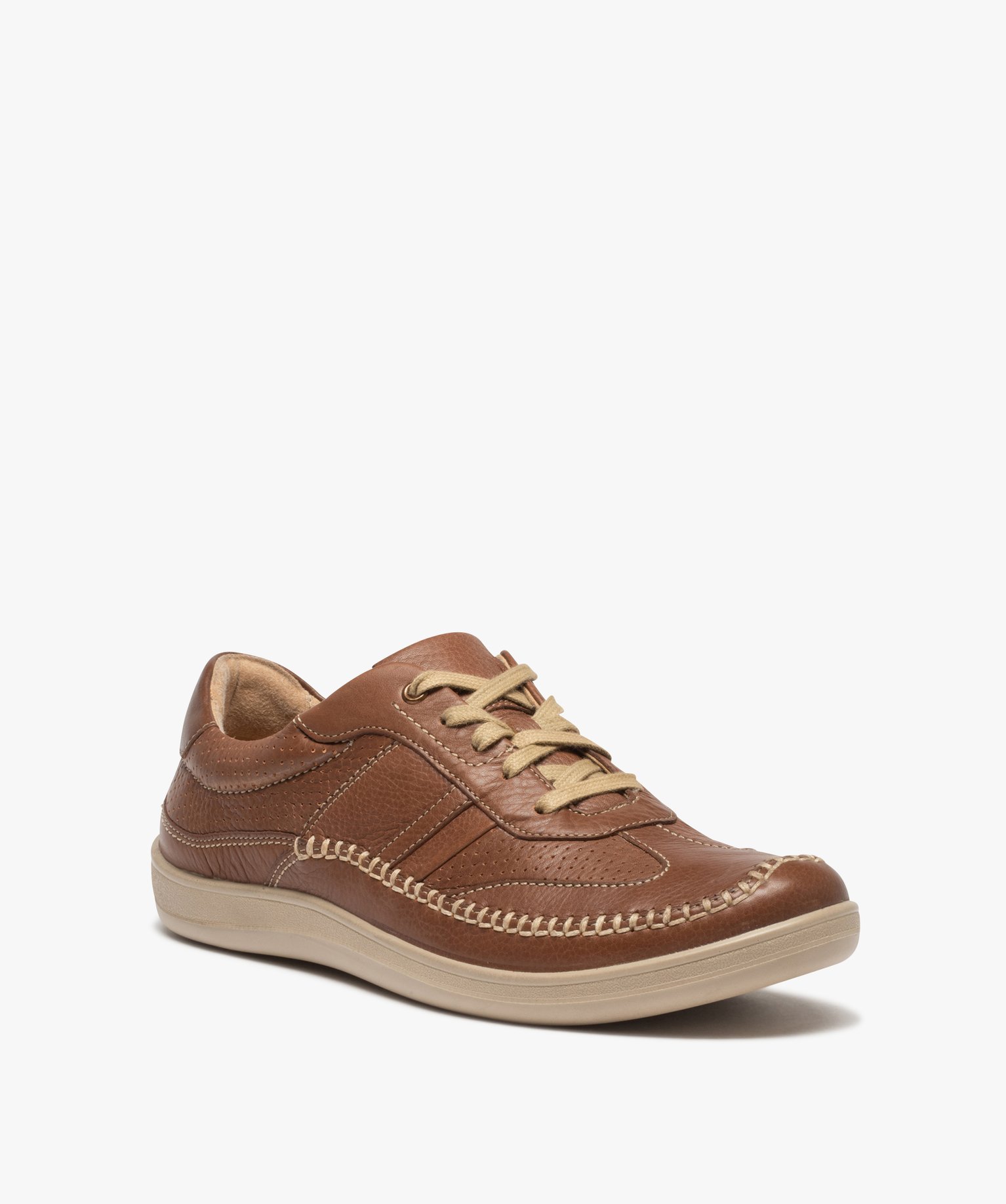 Derbies homme confort dessus cuir souple couture mocassin camel | GEMO