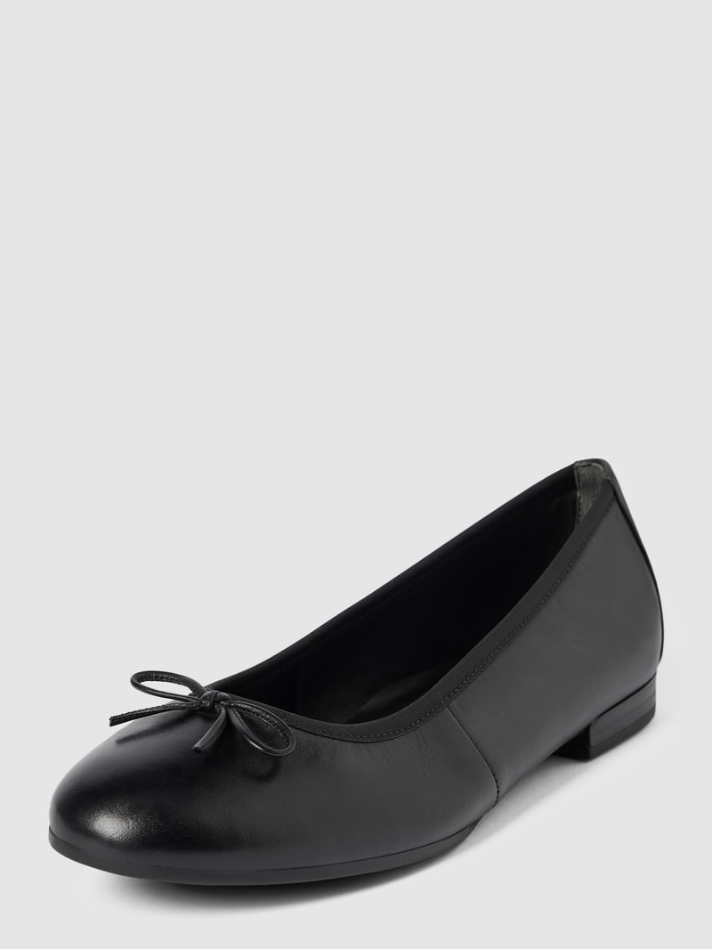 Ballerinas aus Leder mit Zierschleife Modell 'BASIC' in schwarz