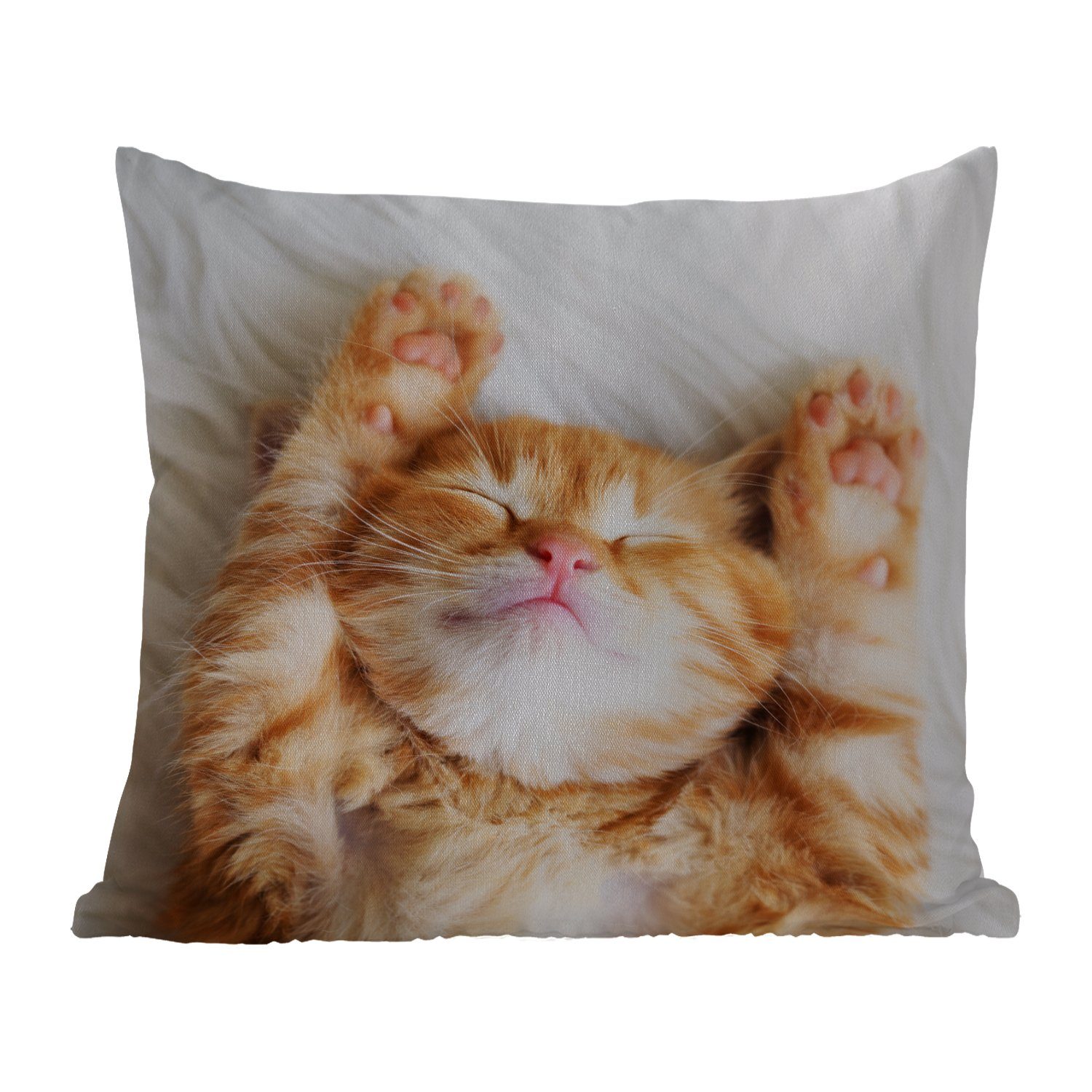 MuchoWow Dekokissen Katze - Rot - Haustiere - Kätzchen, Kissenbezüge, Kissenhülle, Dekokissen, Dekokissenbezug, Outdoor