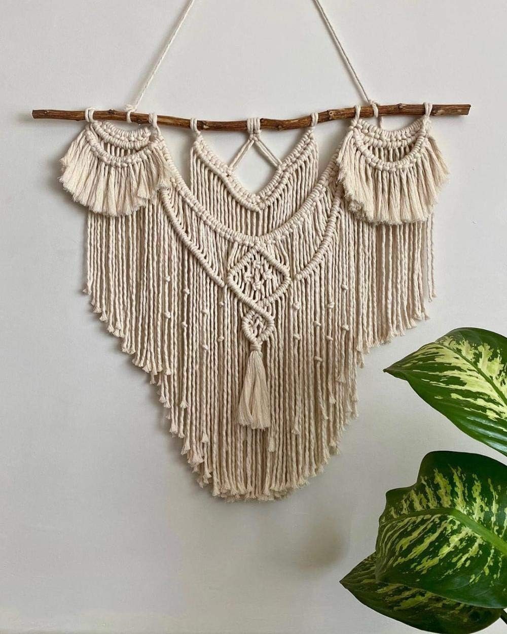Wandteppich Wandbehang Makramee Natürliches Treibholz Wanddekor 76*68cm, FELIXLEO