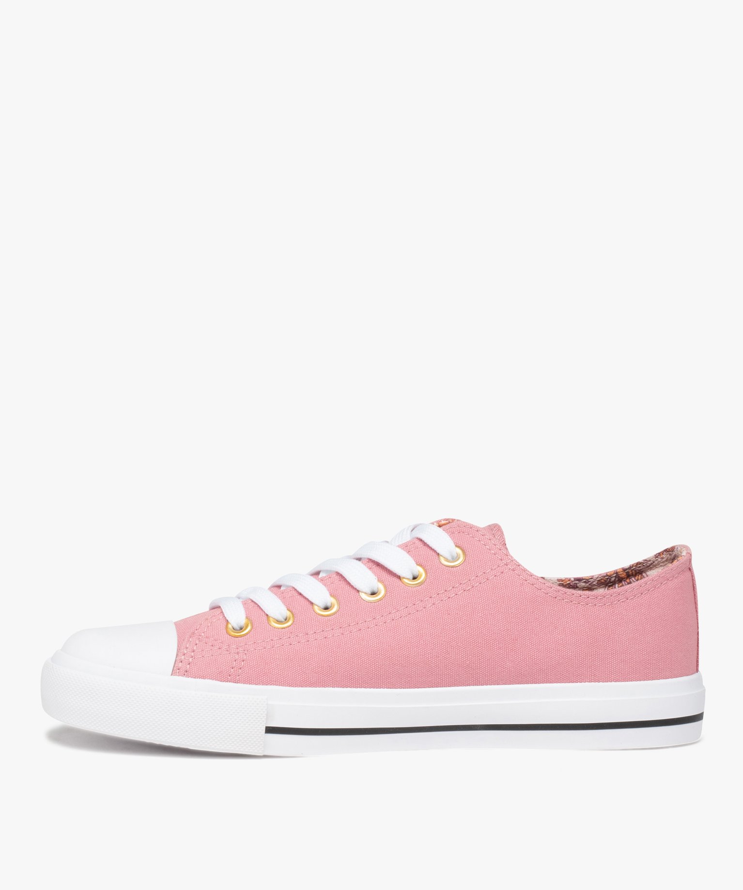 Baskets femme en toile unie et bout renforcé rose | GEMO