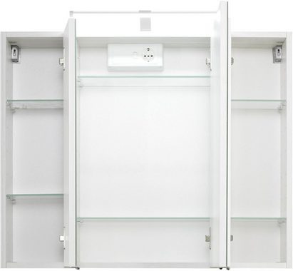 HELD MÖBEL Spiegelschrank Trento, verschiedene Ausführungen und Farben Breite 80 cm, mit 3D-Effekt, Spiegeltüren, Inklusive LED-Beleuchtung