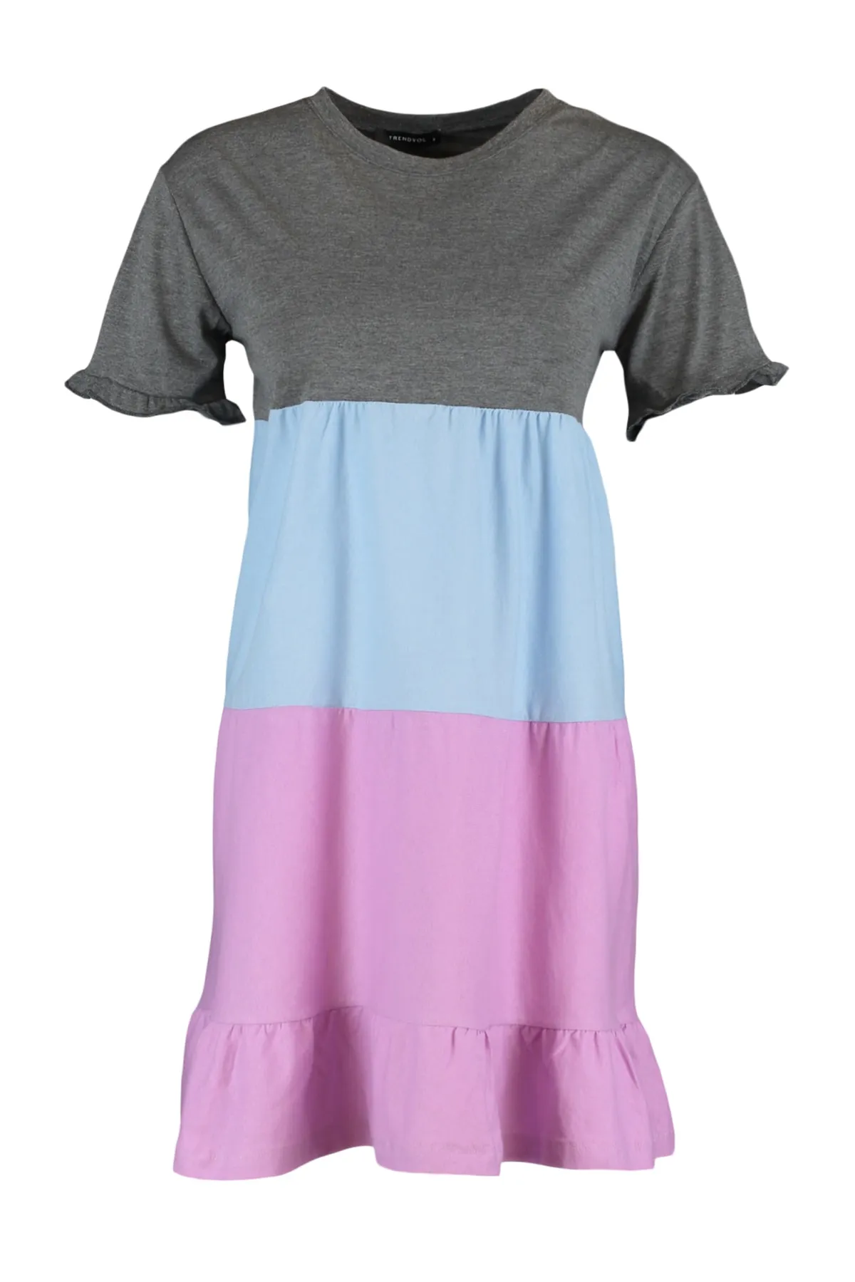 Trendyol Collection  Anthrazitfarbenes Strickkleid mit Farbblockmuster TWOSS20EL1638