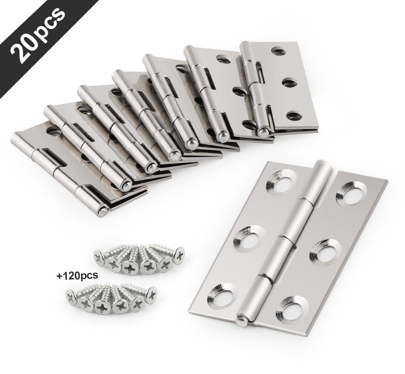 Homewit Möbelbeschlag Edelstahl Scharniere für Schranktüren Fenster Schranktür Türband (Set, 20 St., Türbeschlag), mit 120 Stück Edelstahlschrauben