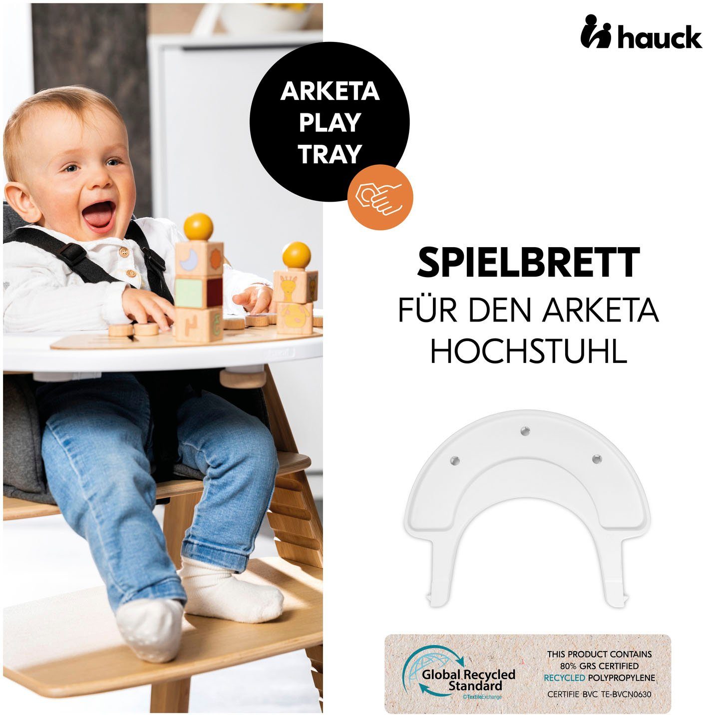 Hauck Hochstuhltablett Arketa Play Tray, White, Kunststoff