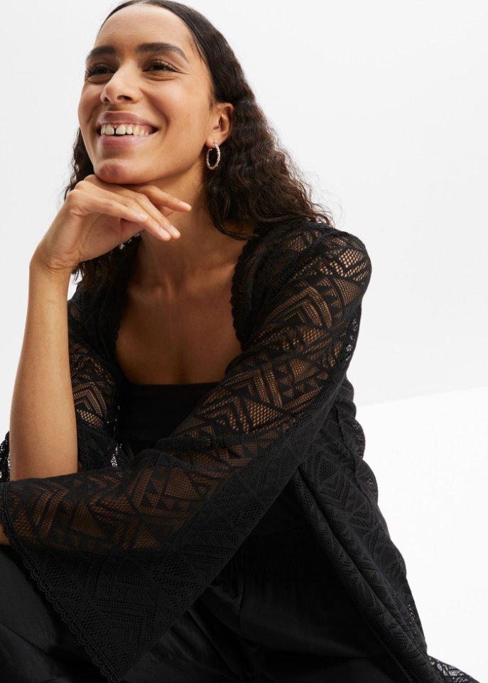 Longjacke in Crochet-Optik