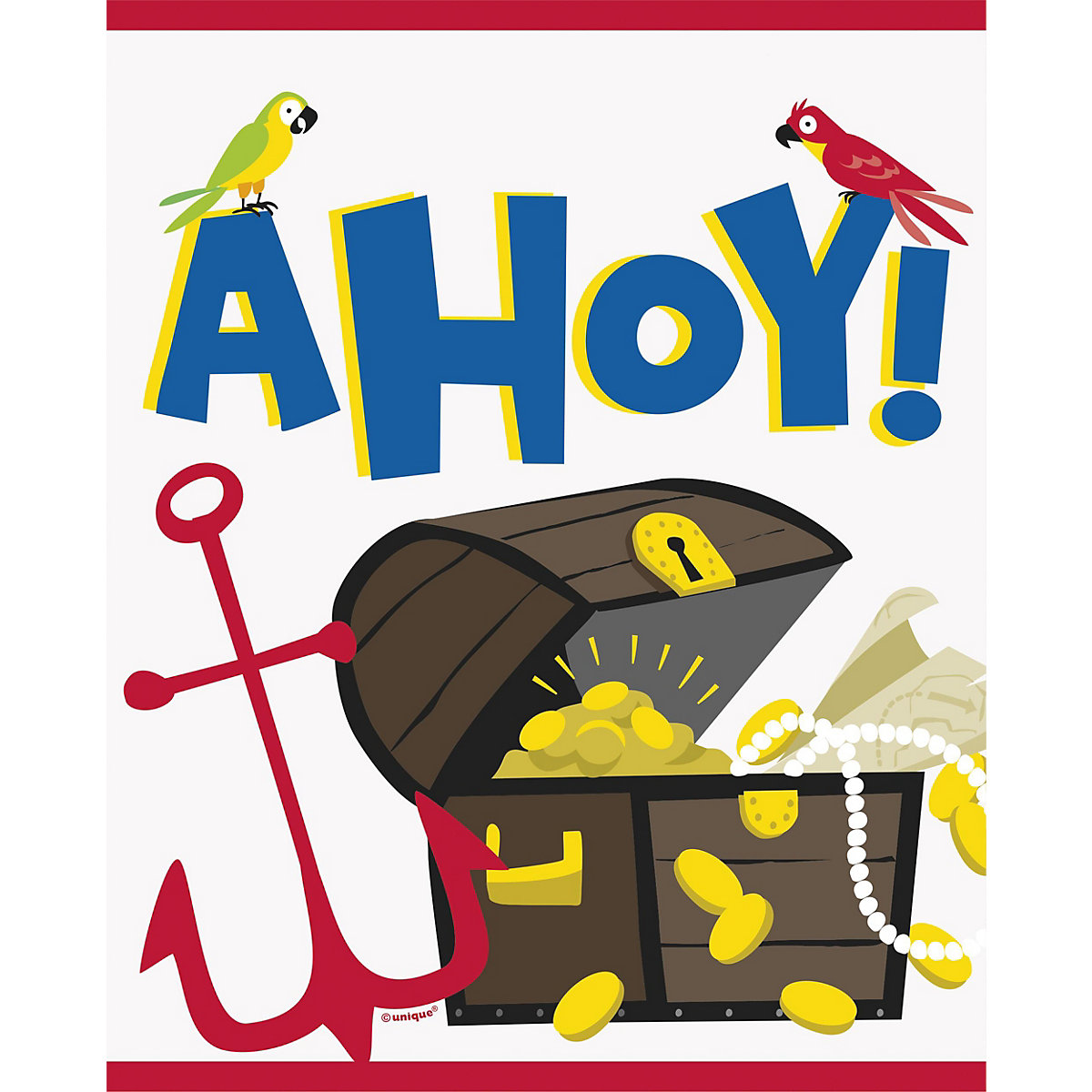 Geschenktüte Mitgebseltüte Ahoi Piraten, Kunststoff, 22 x 16 cm, 8 Stück