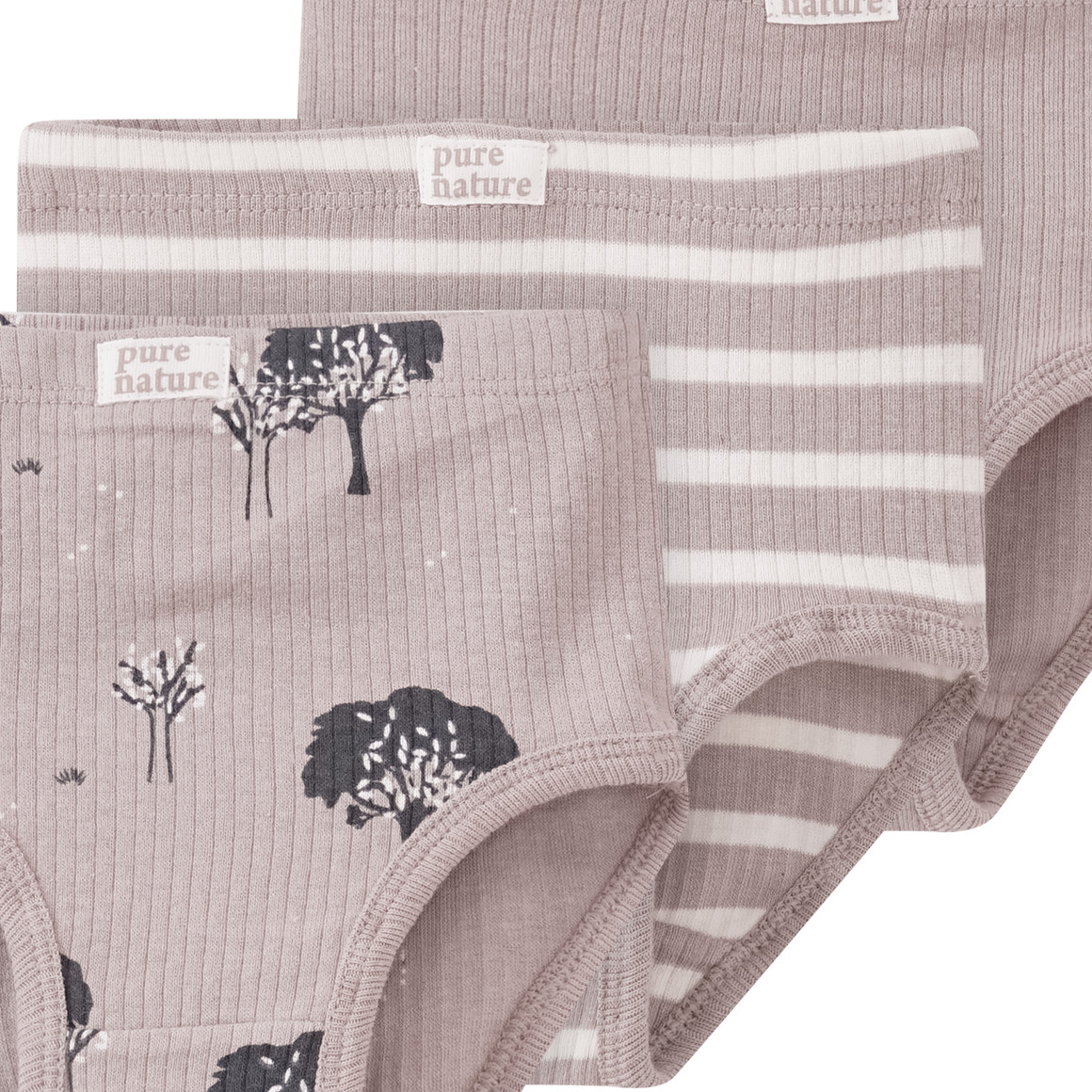 3 Baby Slips mit Rippstruktur