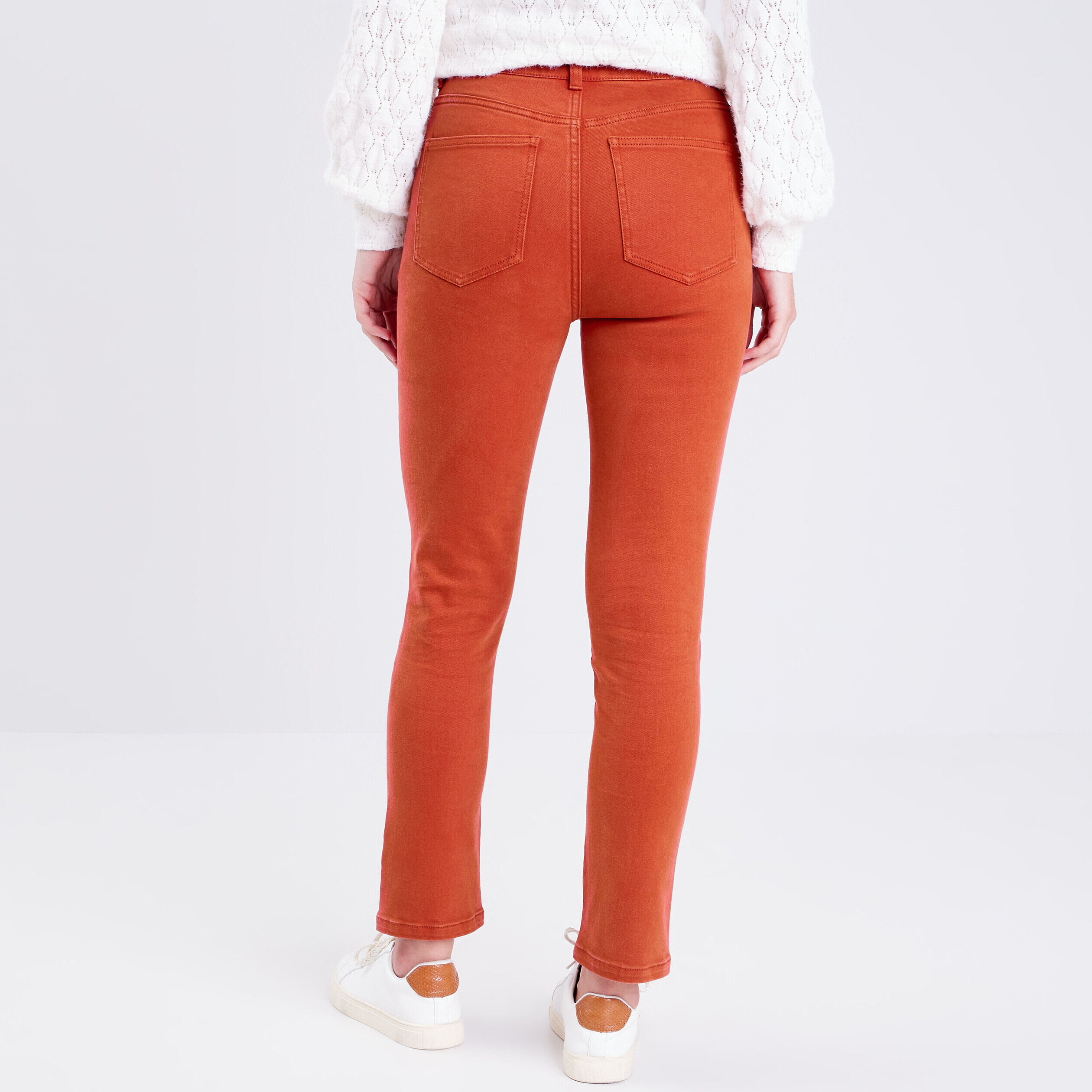 Pantalon slim taille haute orange foncé femme | Cache Cache