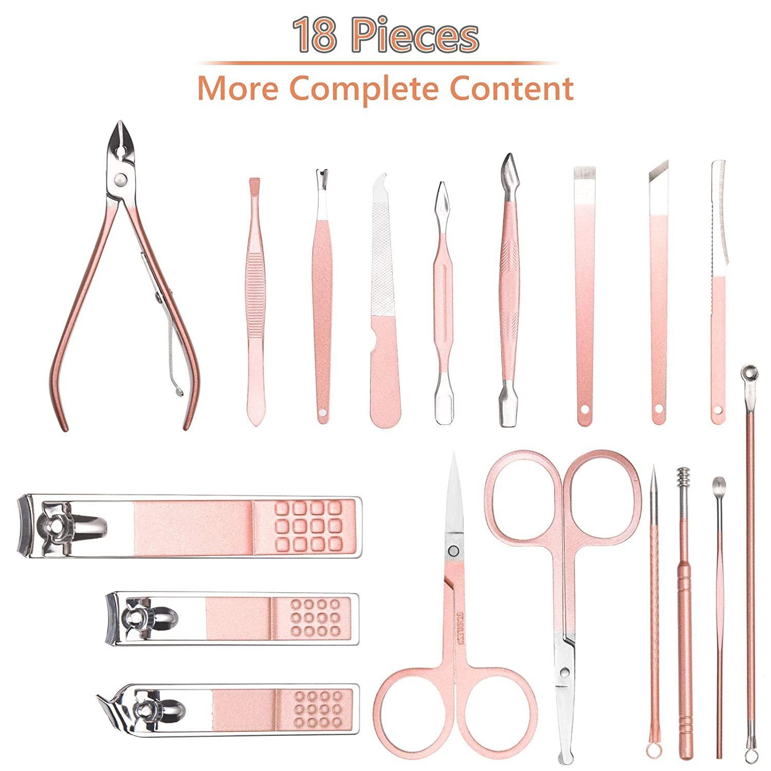 MORRENT Maniküre-Pediküre-Set Nagelknipser Set, 18-teiliges Maniküre Pediküre Set, Nagelpflege Kit
