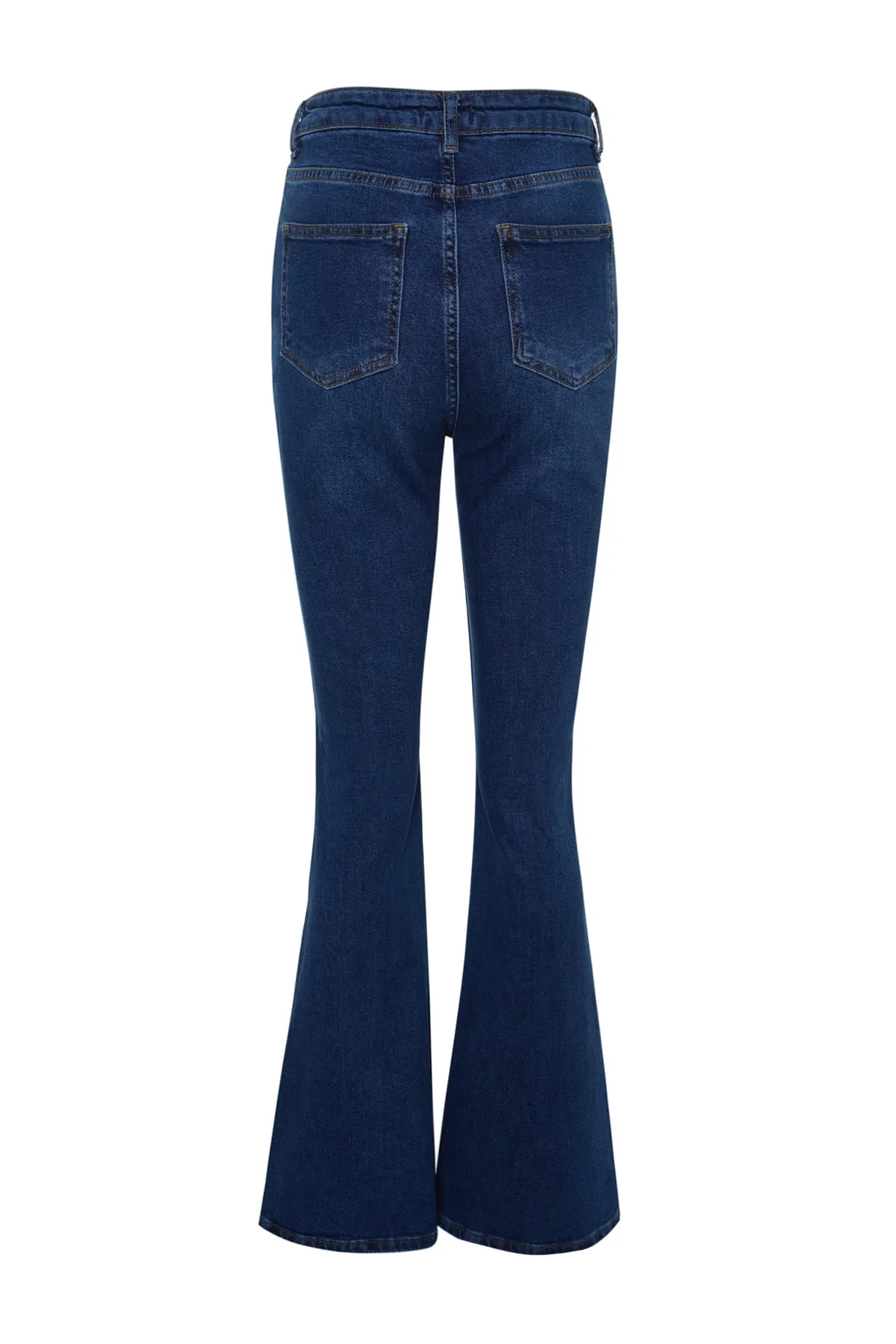 Trendyol Collection  Blaue Schlagjeans mit hoher Taille und Knopfleiste vorne TWOSS20JE0111