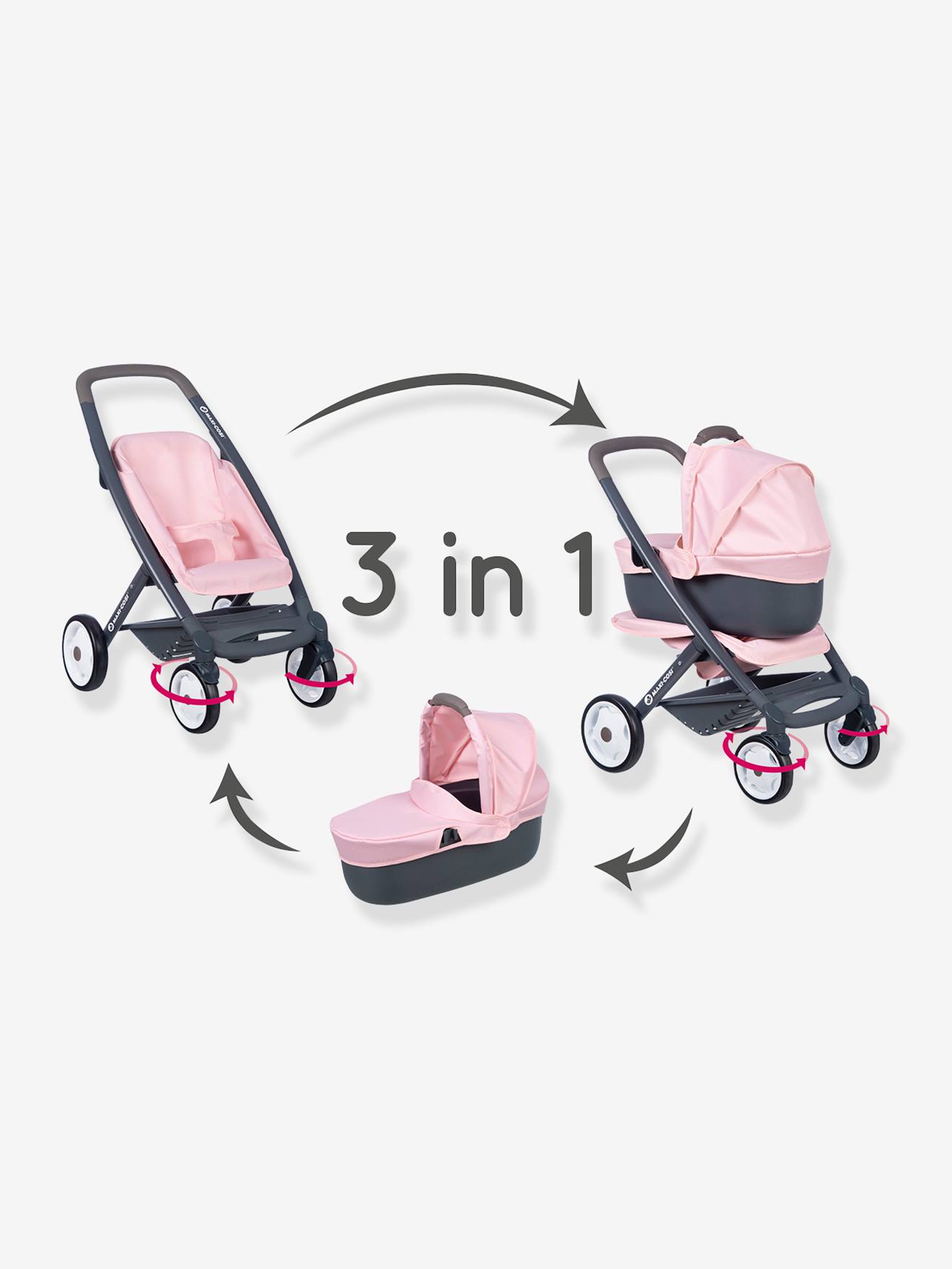 Smoby Puppenkinderwagen, 3-in-1-Kombi-Kinderwagen Maxi Cosi SMOBY - rosa