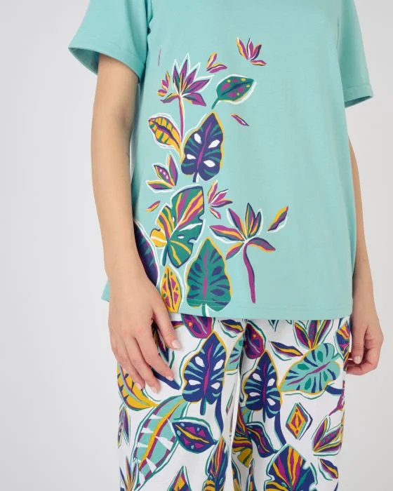 Tee-shirt de pyjama manches courtes pur coton peigné