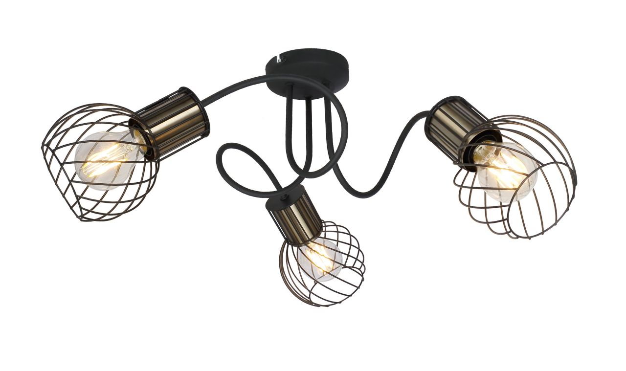 Globo Lighting - ARGUSTO - Deckenleuchte Metall schwarz matt, 3x E27