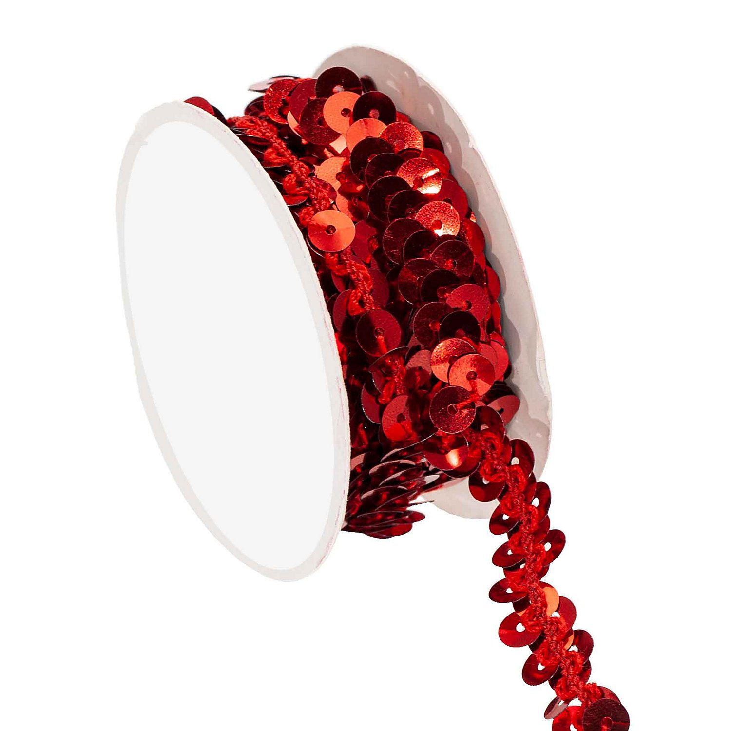 Elastik-Paillettenband, rot, Breite: 10 mm, Länge: 3 m