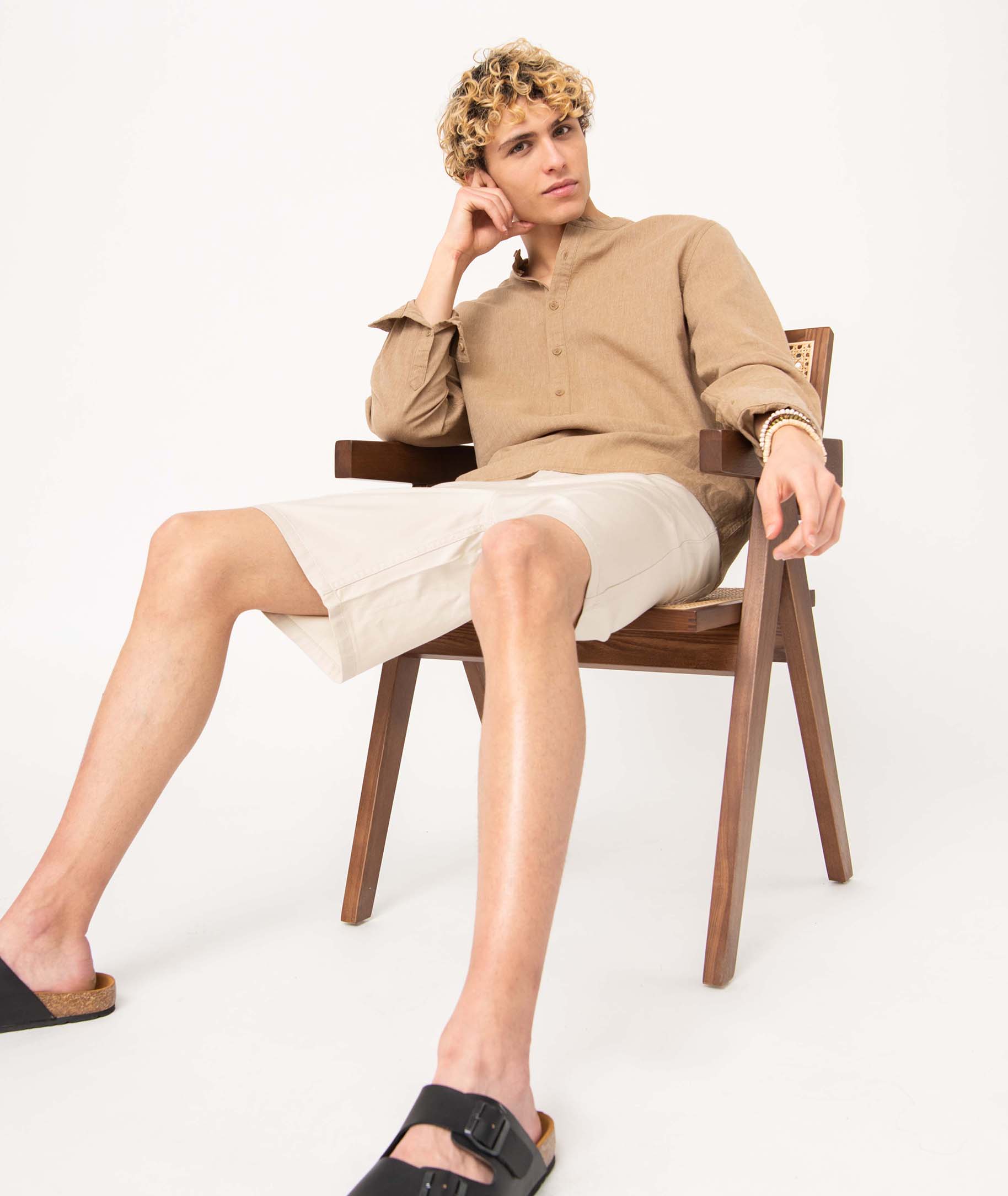 Bermuda homme en maille fine et fluide ecru | GEMO