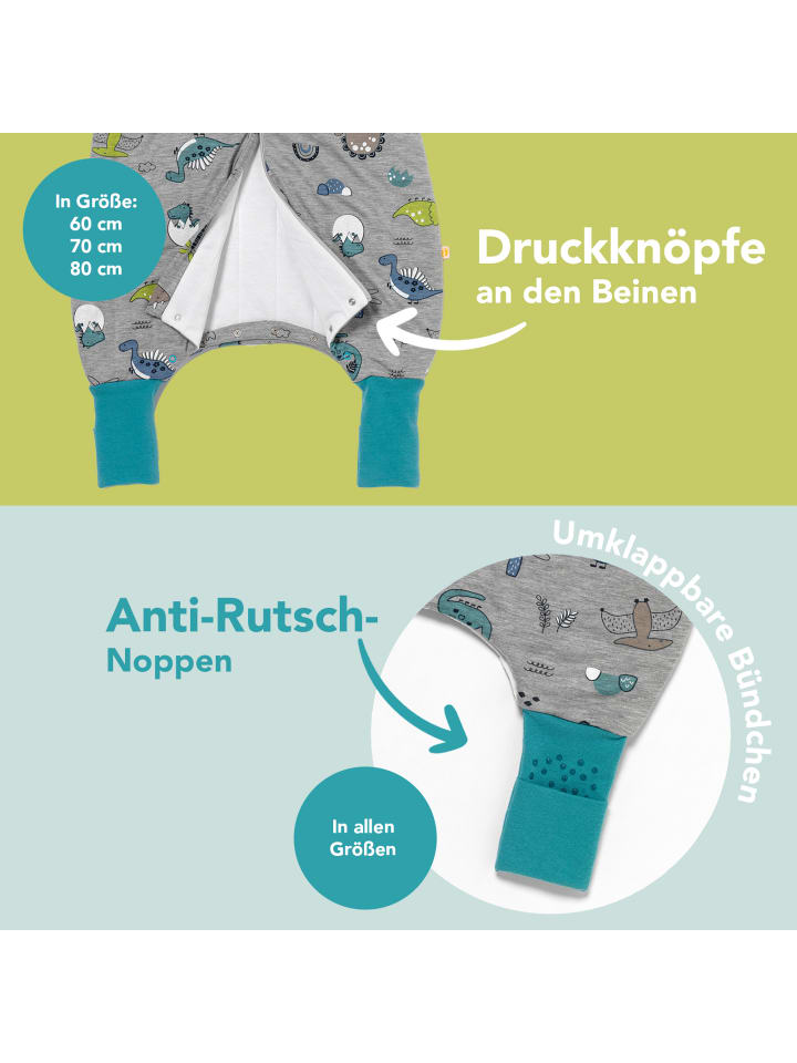 Schlummersack Schlafsack mit Füßen und umklappbaren Bündchen 1.0 TOG in Anthrazit günstig kaufen