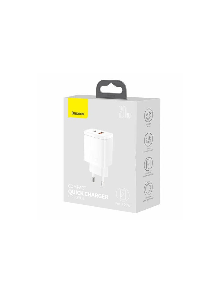 Baseus Baseus Compact Schnellladegerät USB / USB Type C 20W 3A in Weiß günstig kaufen onesize