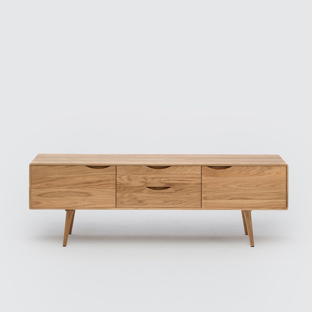 Mobello Sideboard Elegante Kommode aus Massiv Eichenholz, Stilvoller Mehrzweckschrank für Zuhause, 160x40x53 cm