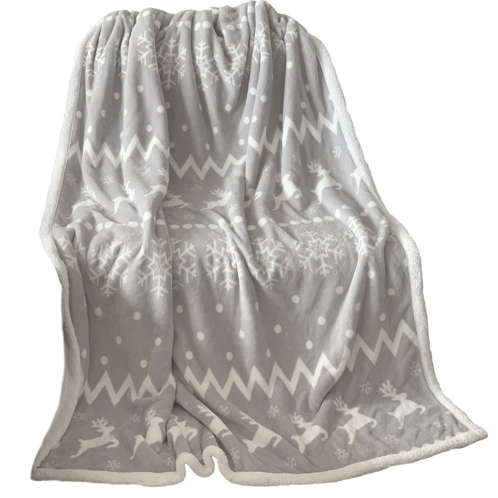 Wohndecke Lammfell Optik Sherpa Kuscheldecke - verschiedene Designs & Größen, JEMIDI