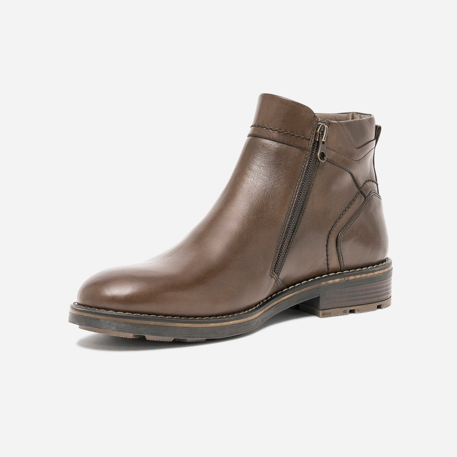 Boots marron en cuir zippé