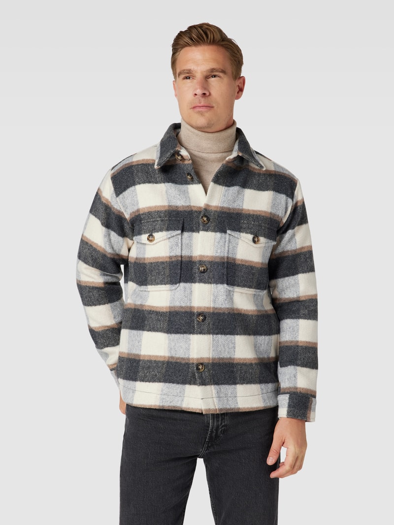 Relaxed Fit Overshirt mit Tartan-Karo in mittelbraun