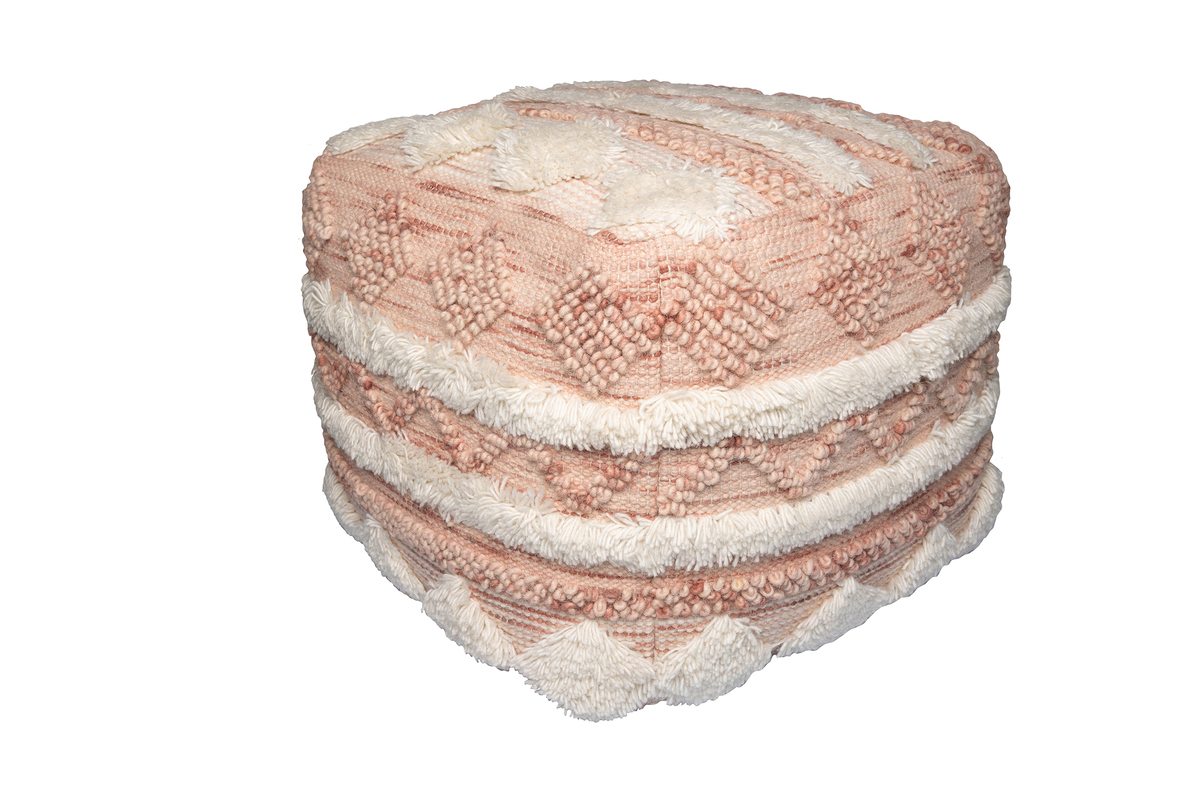 megusta Pouf Bohist 225 Rosa / Creme 50cm x 50cm