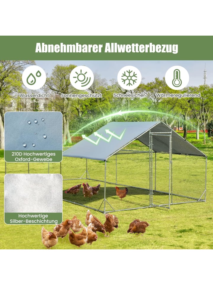 COSTWAY Hühnerstall 3x6m in Silber günstig kaufen 600 cm