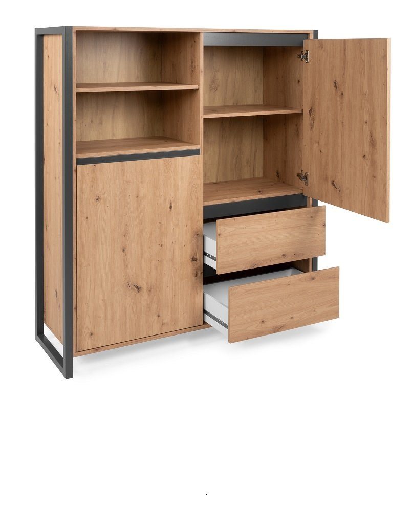 Finori Highboard Highboard Denver, Artisan Oak / anthrazit, Industrial Look