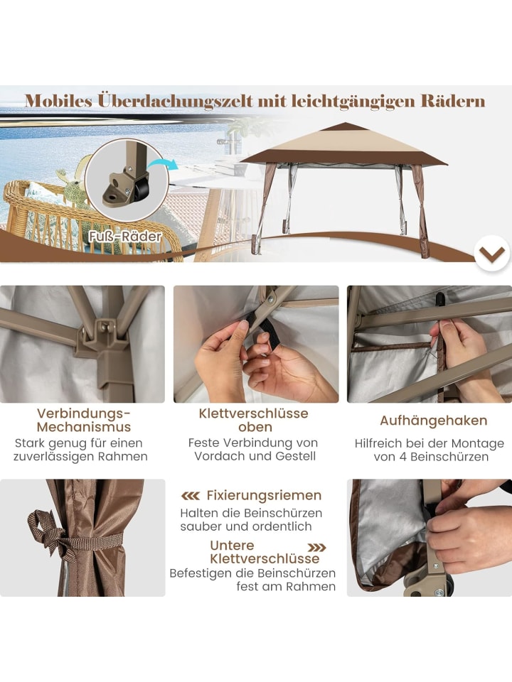 COSTWAY 4x4m Faltpavillon in Braun günstig kaufen onesize