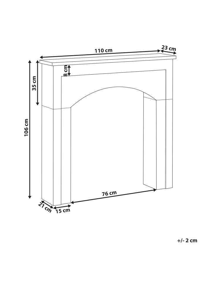 Beliani Kaminumrandung BUSSELTON in Weiß - (W) 110 x (H) 106 x (L) 23 cm günstig kaufen onesize
