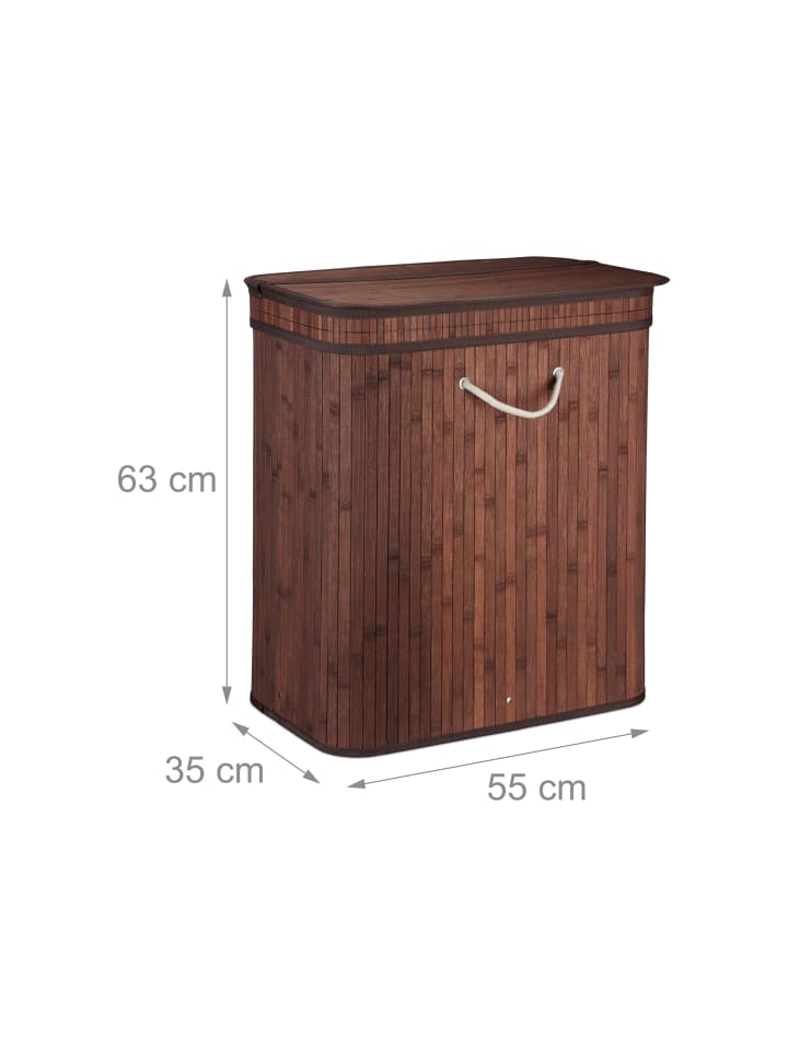 relaxdays Wäschekorb in Braun - (B)55 x (H)63 x (T)35 cm günstig kaufen onesize