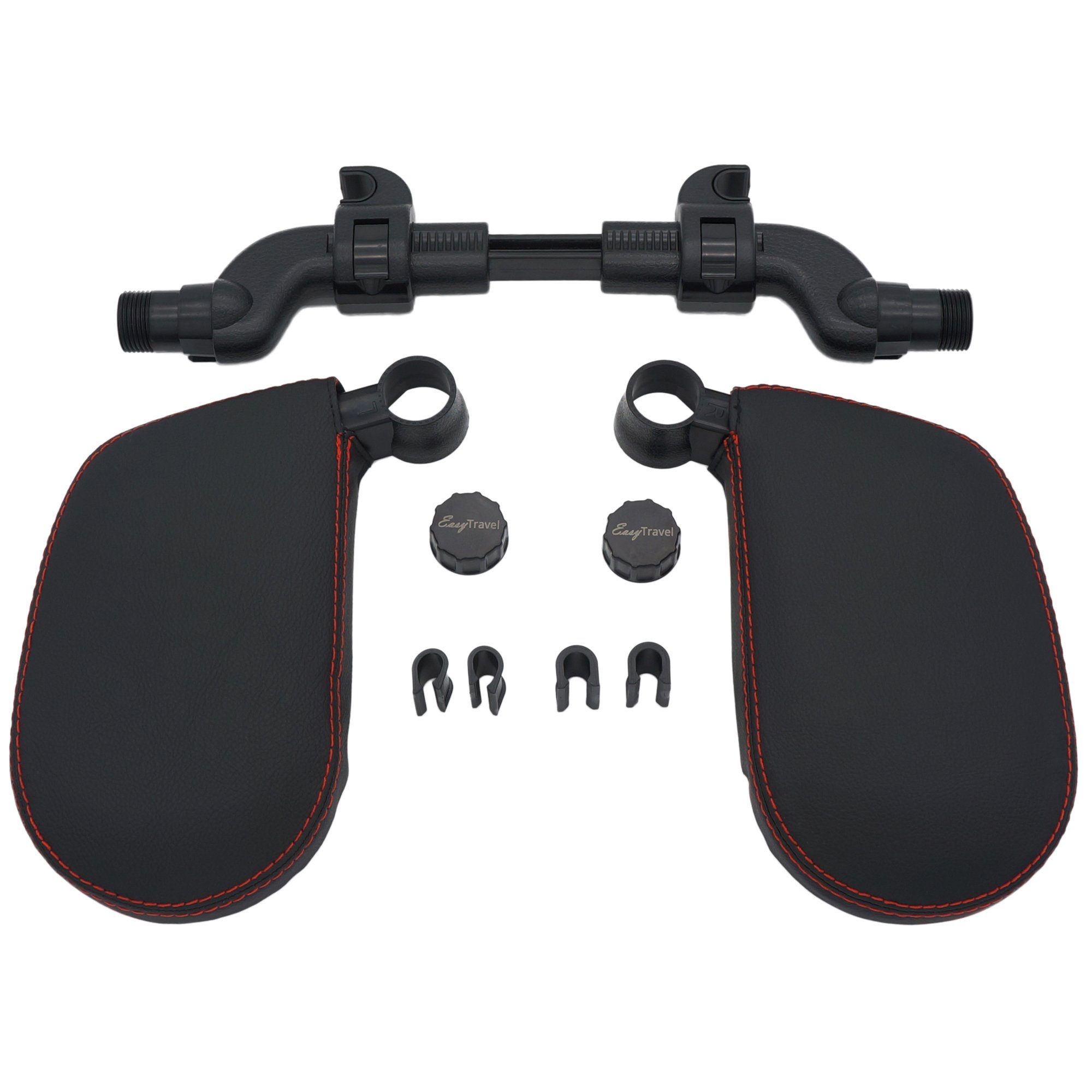 EasyTravel EasyTravel ergonomisches Auto Reise Kopfkissen - Kunstleder schwarz / Camping Sat-Anlage