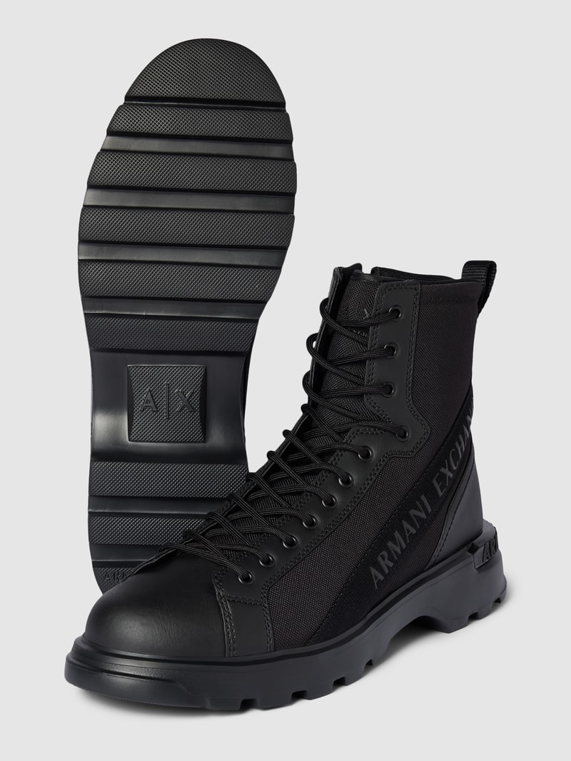 Boots mit Label-Schriftzug Modell 'CALF' in schwarz