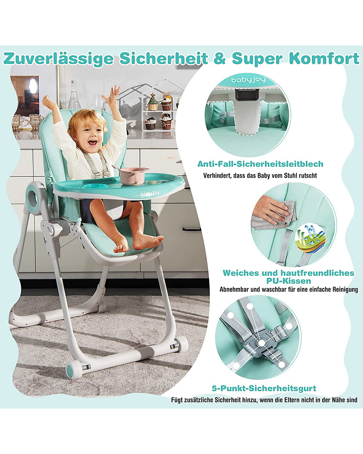 Hochstuhl Schnelle Montage & Faltbar verstellbar