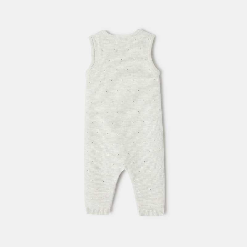 Combinaison sans manches en tricot point mousse blanc naissance Absorba