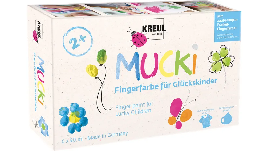 MUCKI Fingerfarbe für Glückskinder 6er Set 50 ml 300 ml