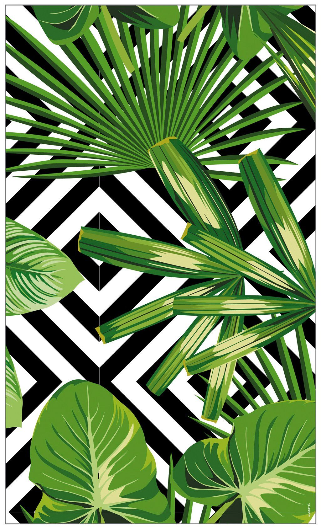 Fensterfolie Look Leaves'n'Cevron, MySpotti, halbtransparent, glatt, 60 x 100 cm, statisch haftend