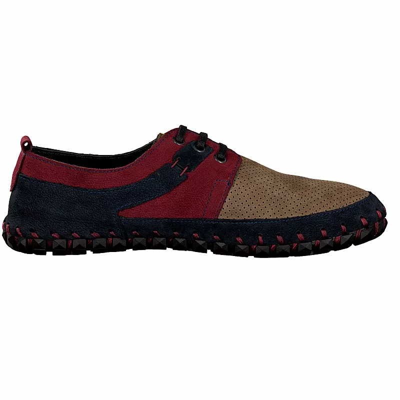GEMINI Komfort Schnürer blau Blau-Beige-Rot