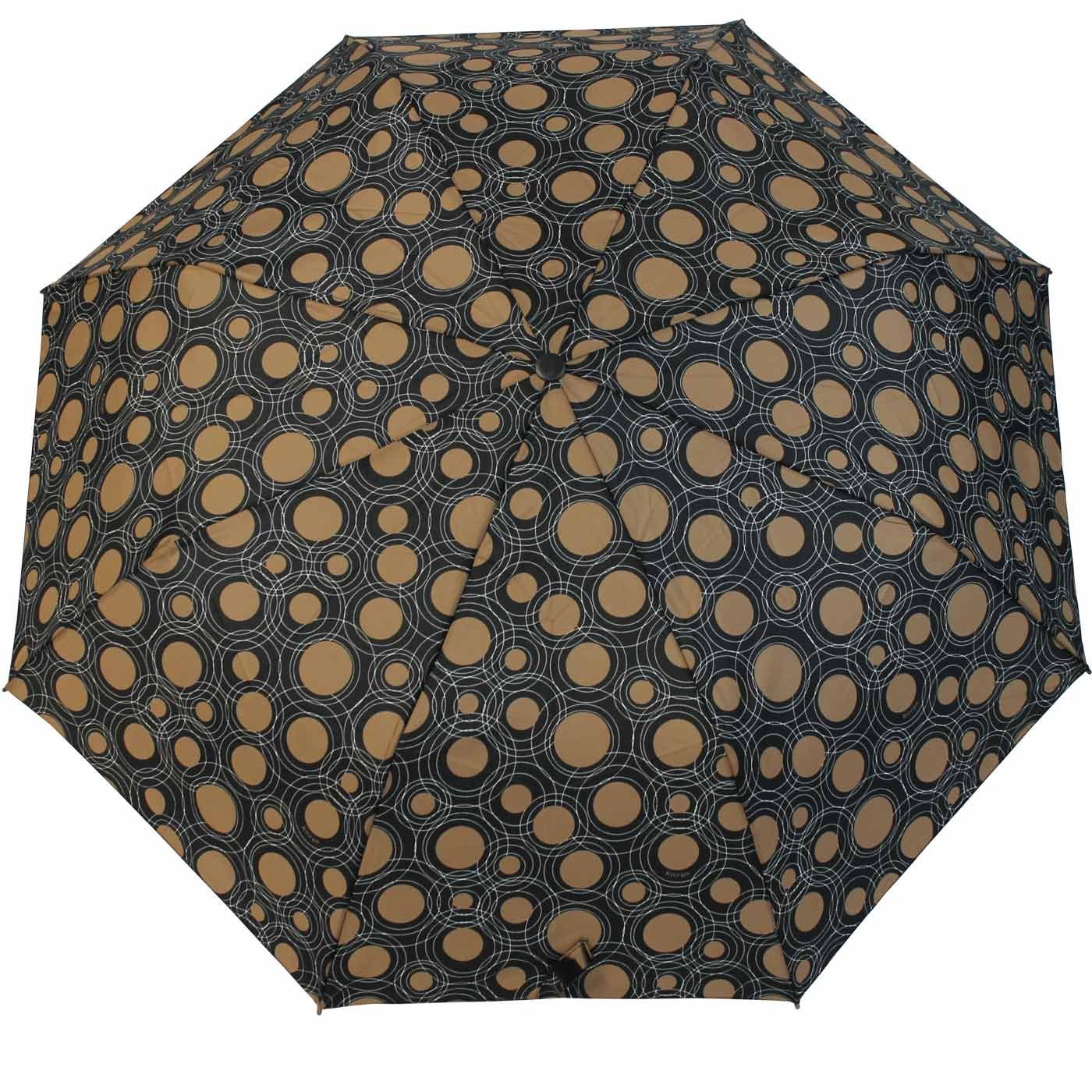 Knirps® Taschenregenschirm Fiber T1 Auf-Automatik Sturmsicher - circles black, der stabile Klassiker