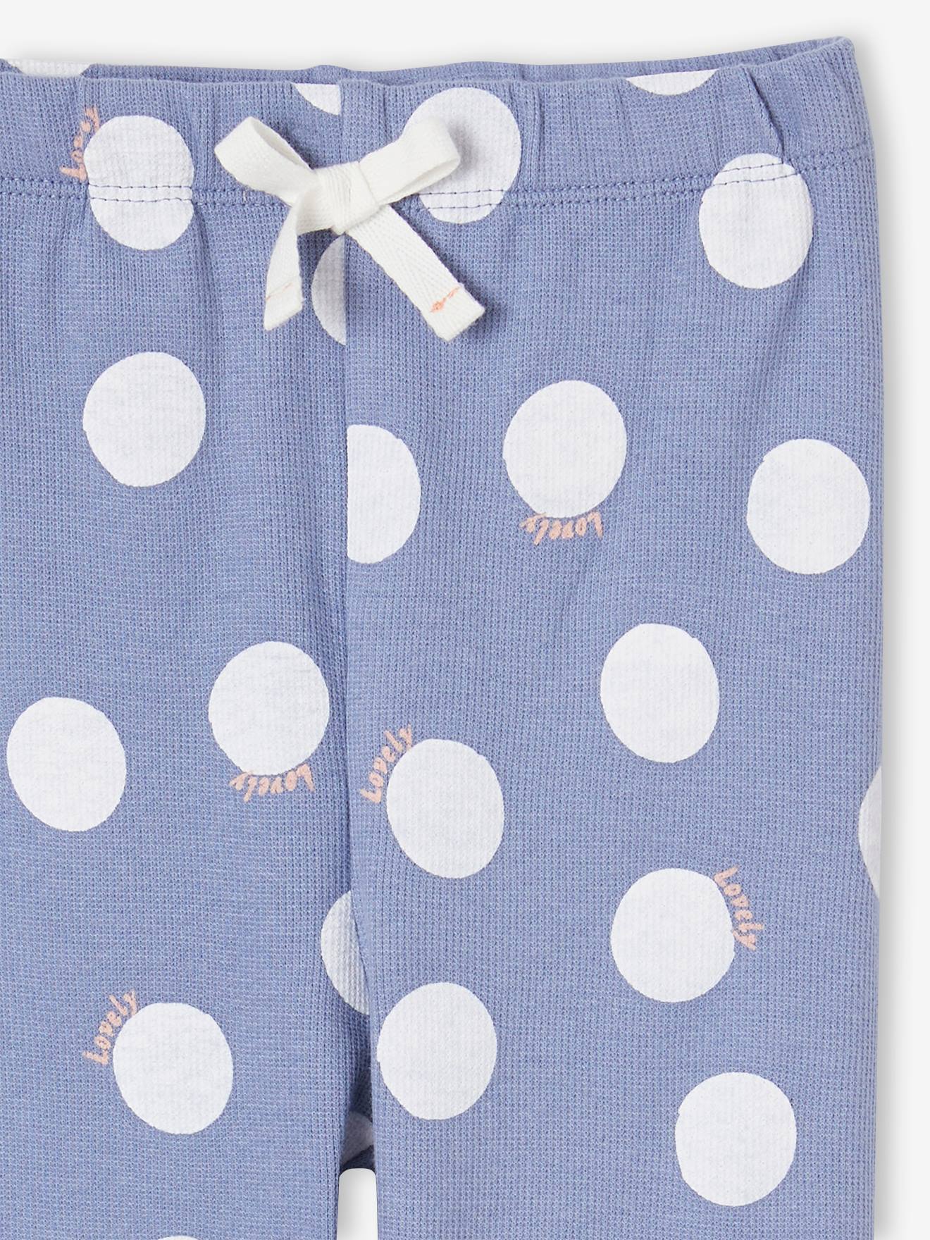 Vertbaudet Gerippte Mädchen Leggings Oeko-Tex - blau weiße tupfen