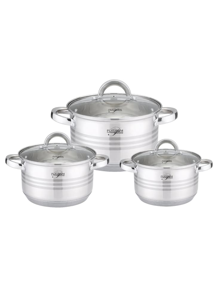 Platinum 6tlg. Edelstahl Kochtopf-Set in Silber günstig kaufen onesize