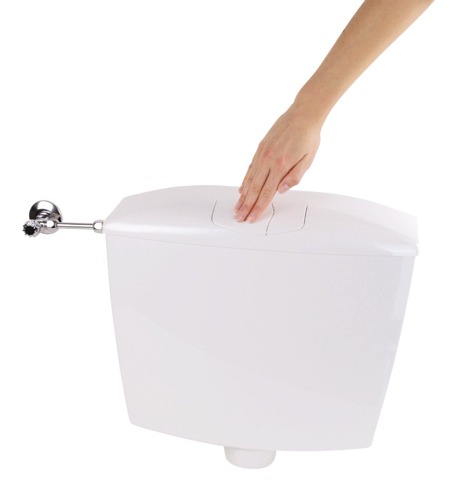 SANITOP WINGENROTH Spülkasten Karat, 9 l, Komplett-Set, Anschluss links oder rechts, Anschlussset hinten separat, Aufputzspülkasten, Weiß, Zwei-Mengen-Technik, Sparspülung, 210492