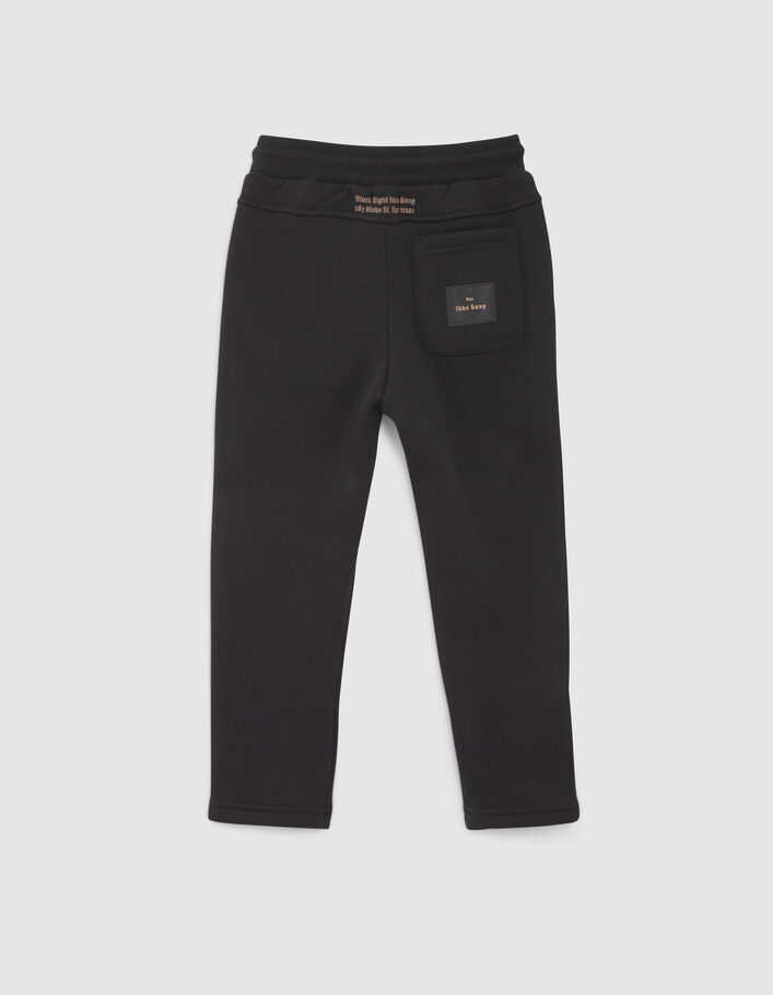 Jogging noir molleton print dos garçon